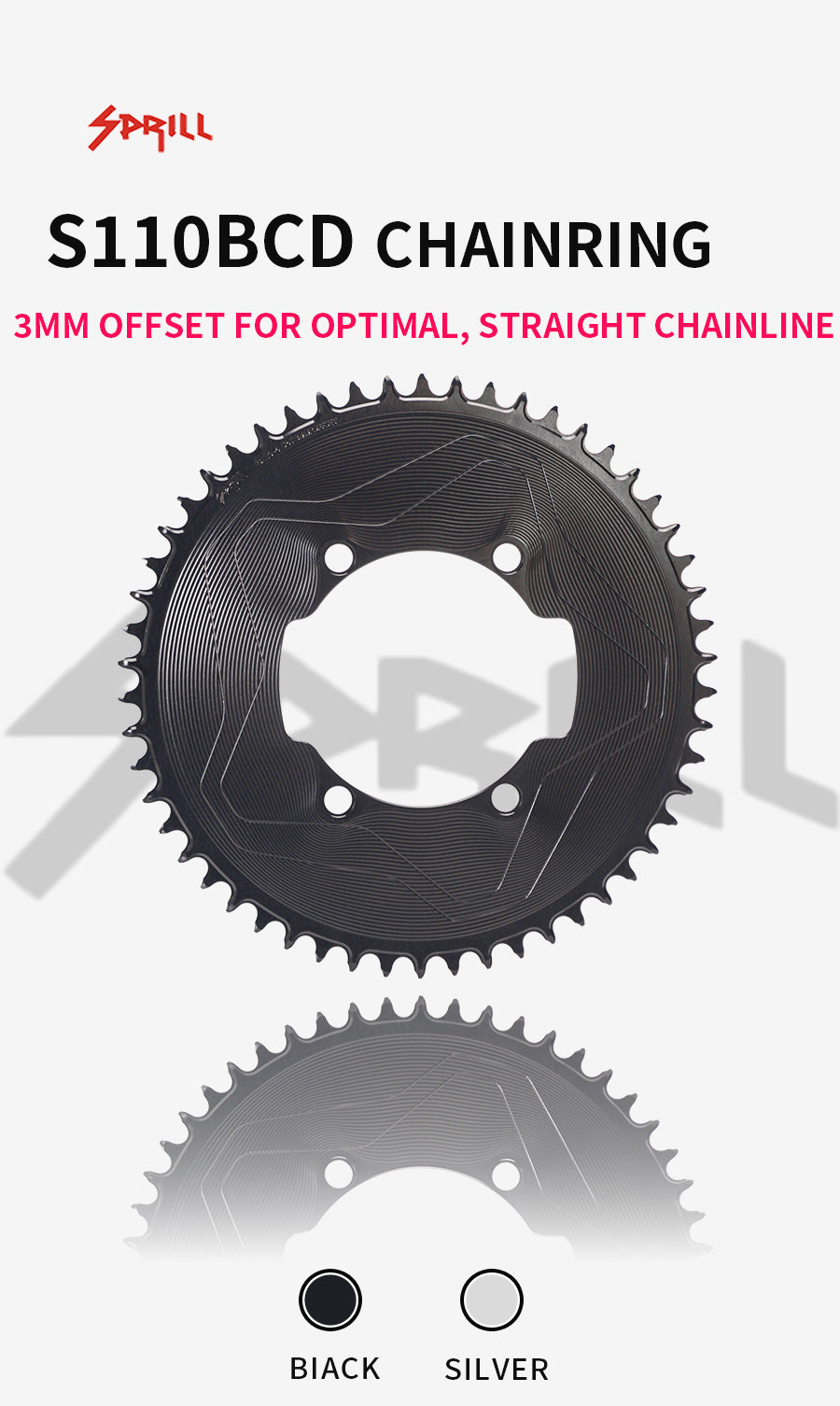 SRAM SRM7 SRM9 110BCD 3mm offset AERO Narrow Wide Chainring 46-58T
