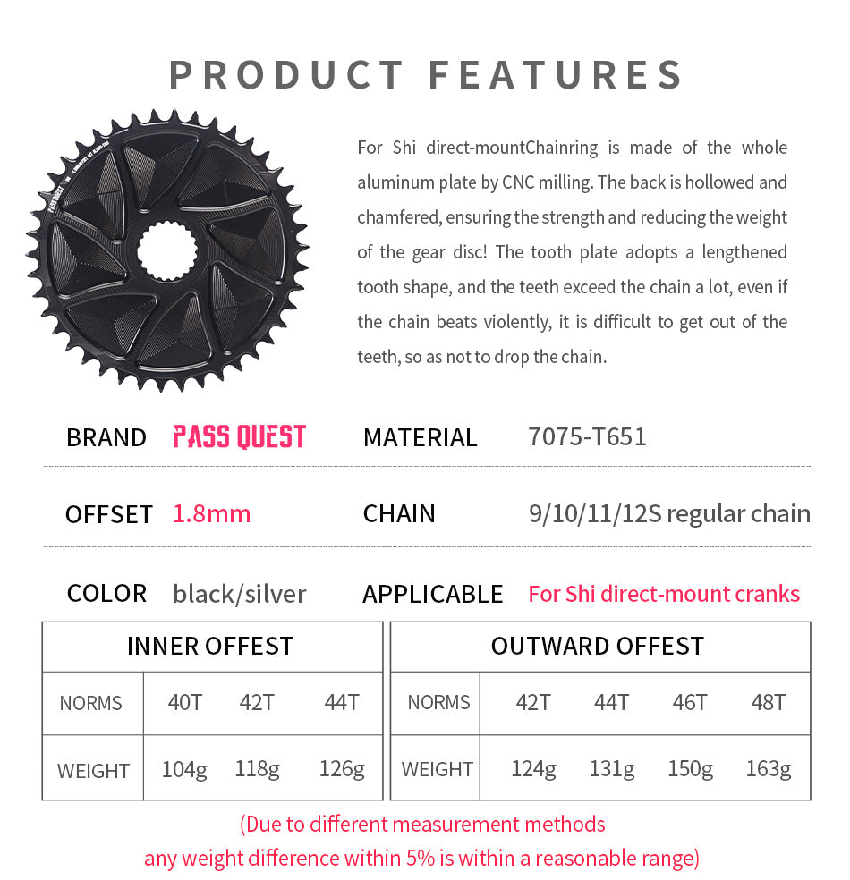 SHIMANO (1.8mm inward/outward offset) GRAVEL/ROAD narrow wide chainring 40-48T