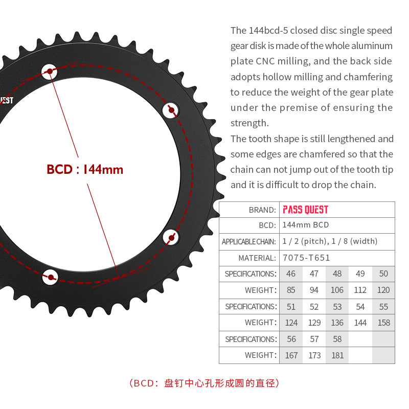 144 BCD 1/8" Fixie Single Speed BMX Track Chainring