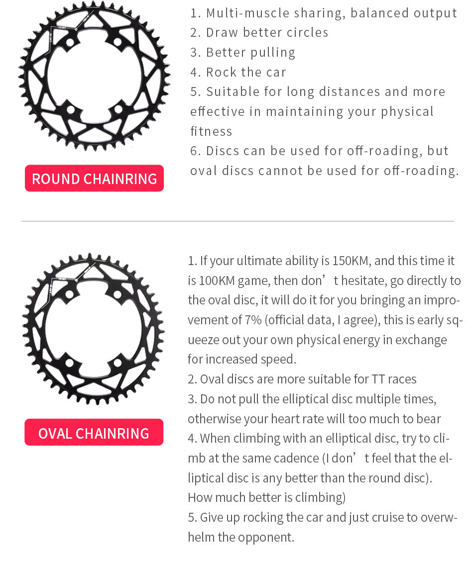 110BCD (5-bolt Hollow) Round Road Bike Narrow Wide Chainring