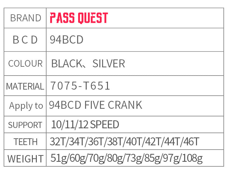 94 BCD (5-bolt) Round Narrow Wide Chainring