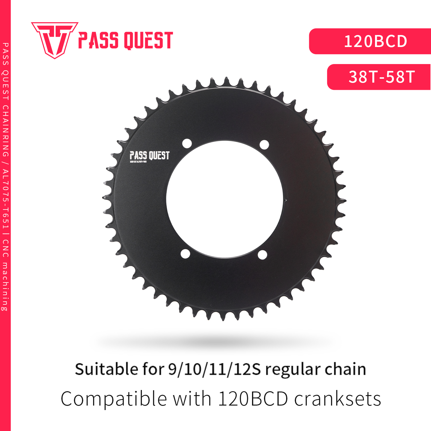 X120BCD (4-bolt AERO) for SENICX PR5 round narrow wide sprockets 38-58T