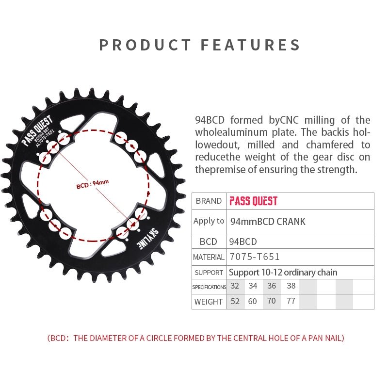 SRAM 94 BCD Oval Narrow Wide Chainring