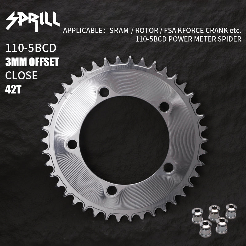 PASS QUEST SPRILL 3mm offset 110BCD (5-bolt AERO) Round Narrow Wide Chainring