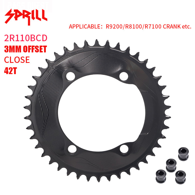 PASS QUEST SPRILL R9200 R8100 R7100 3mm offset (4-bolt AERO) Round Narrow Wide Chainring