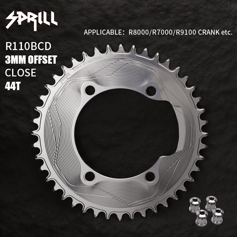 PASS QUEST SPRILL R800 R7000 3mm offset (4-bolt AERO) Round Narrow Wide Chainring