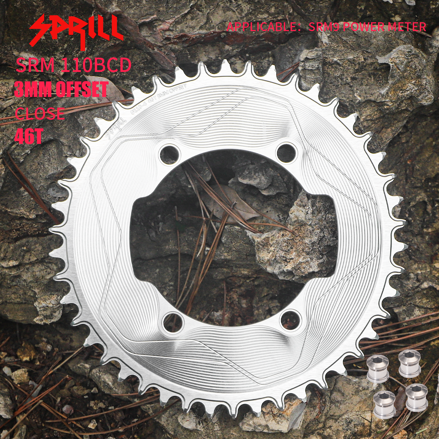 SRAM SRM7 SRM9 110BCD 3mm offset AERO Narrow Wide Chainring 46-58T