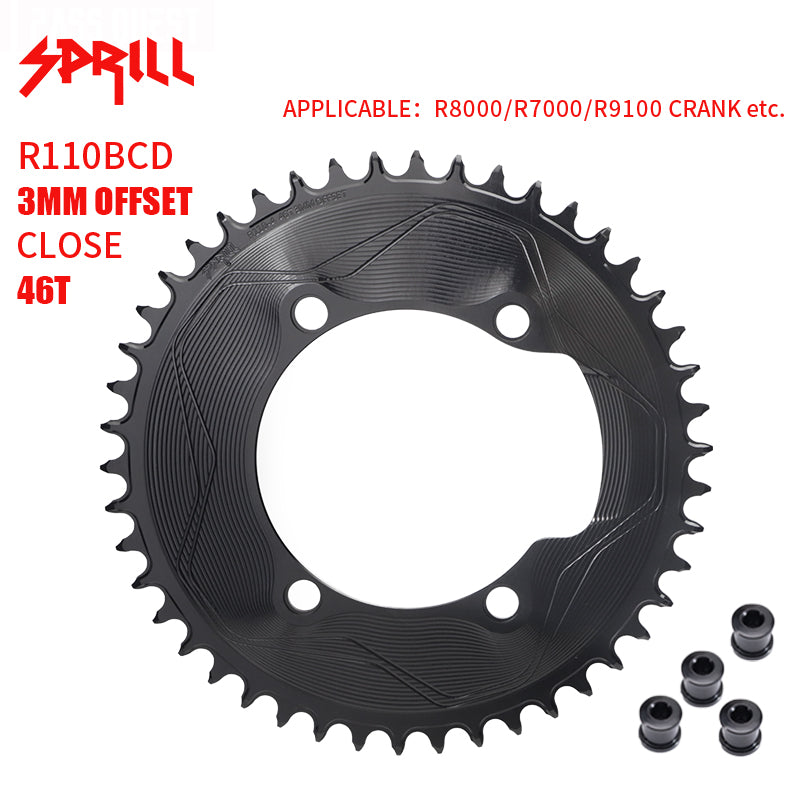 PASS QUEST SPRILL R800 R7000 3mm offset (4-bolt AERO) Round Narrow Wide Chainring