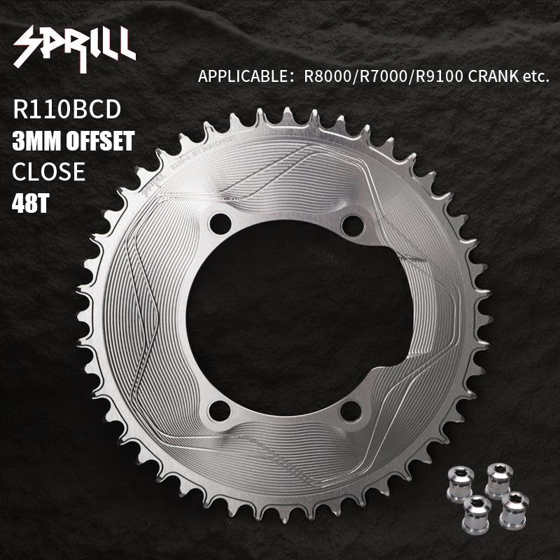 PASS QUEST SPRILL R800 R7000 3mm offset (4-bolt AERO) Round Narrow Wide Chainring