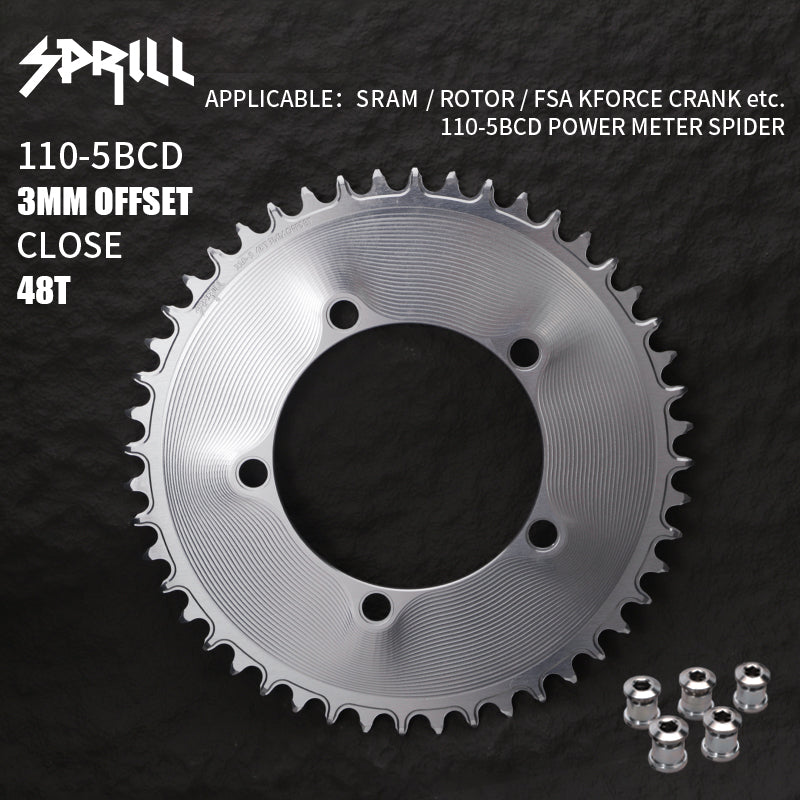 PASS QUEST SPRILL 3mm offset 110BCD (5-bolt AERO) Round Narrow Wide Chainring