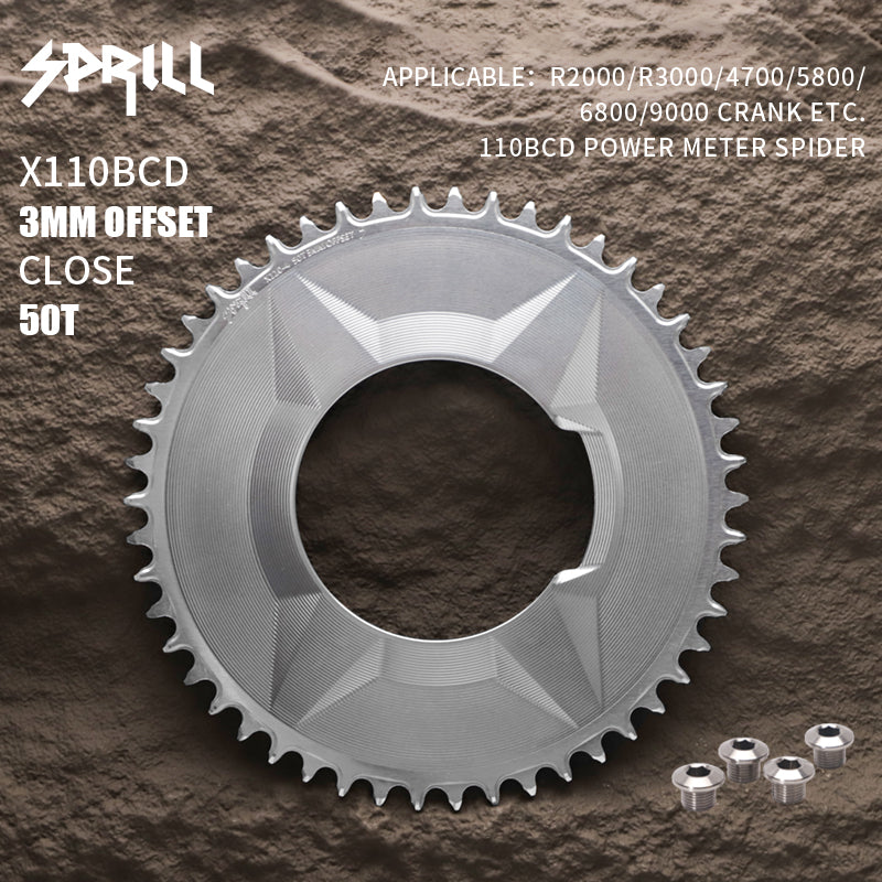 PASS QUEST SPRILL X110BCD-3S 3mm offset (4-bolt AERO) Round Narrow Wide Chainring