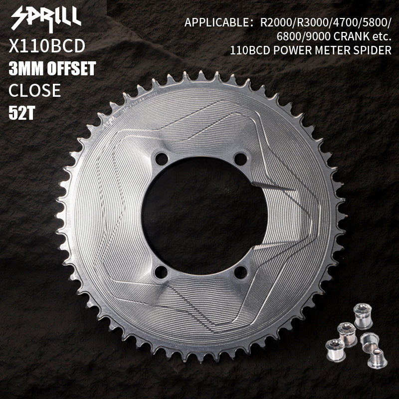 PASS QUEST SPRILL X110BCD 3mm offset (4-bolt AERO) Round Narrow Wide Chainring