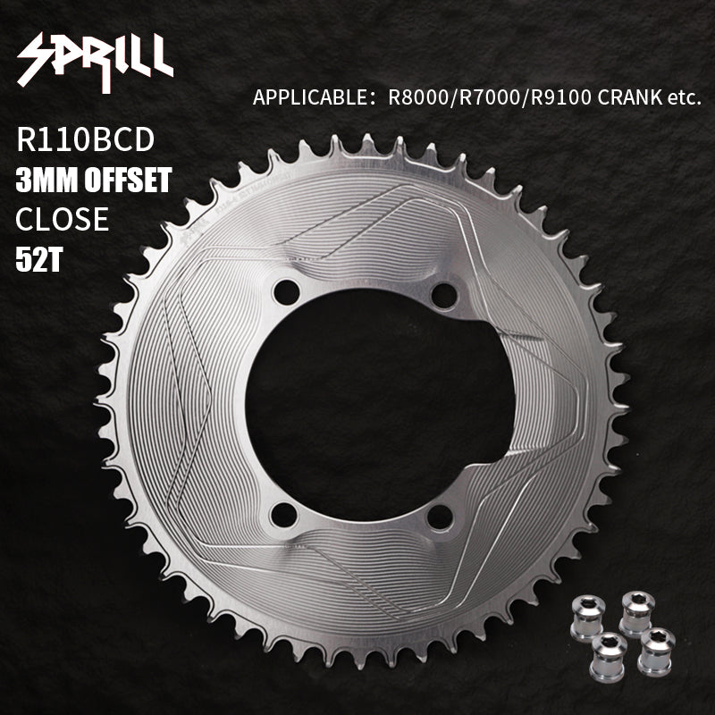 PASS QUEST SPRILL R800 R7000 3mm offset (4-bolt AERO) Round Narrow Wide Chainring