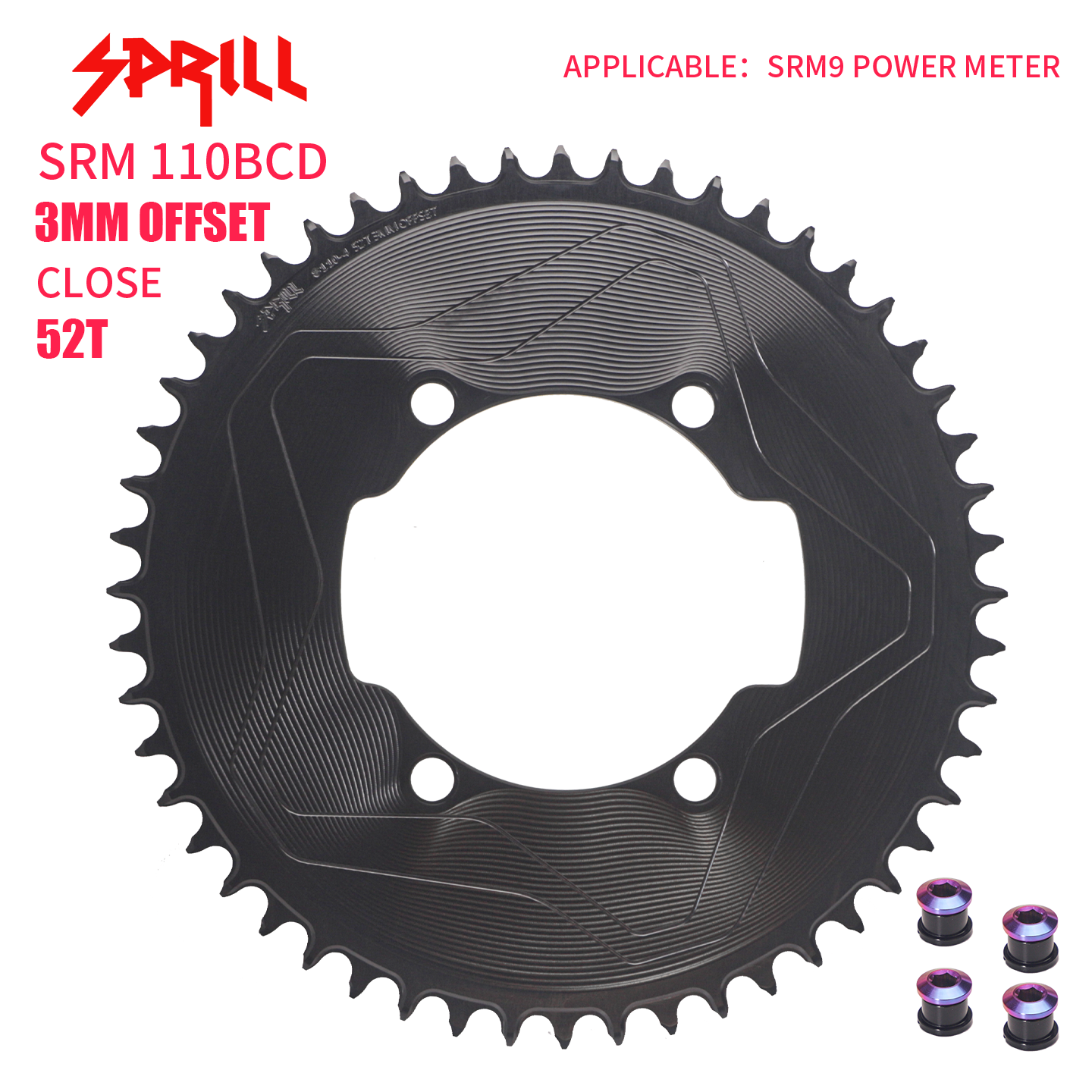 SRAM SRM7 SRM9 110BCD 3mm offset AERO Narrow Wide Chainring 46-58T