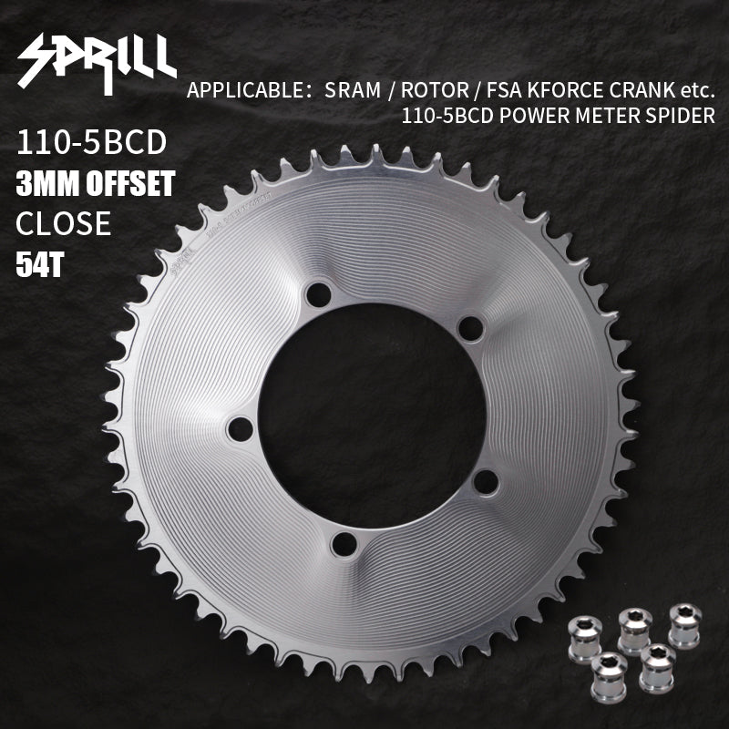PASS QUEST SPRILL 3mm offset 110BCD (5-bolt AERO) Round Narrow Wide Chainring