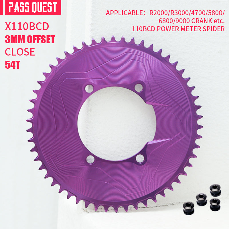 PASS QUEST SPRILL X110BCD 3mm offset (4-bolt AERO) Round Narrow Wide Chainring
