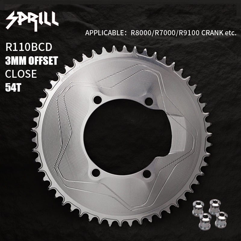PASS QUEST SPRILL R800 R7000 3mm offset (4-bolt AERO) Round Narrow Wide Chainring