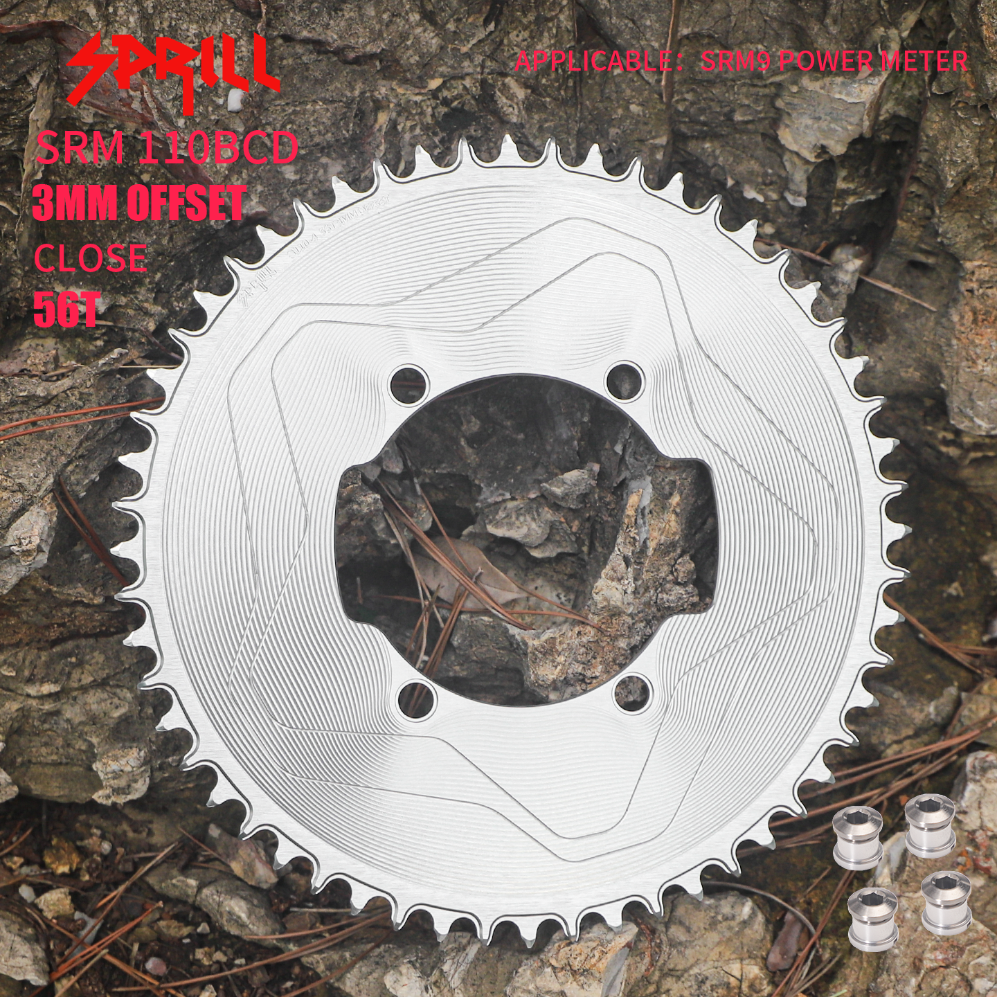 SRAM SRM7 SRM9 110BCD 3mm offset AERO Narrow Wide Chainring 46-58T