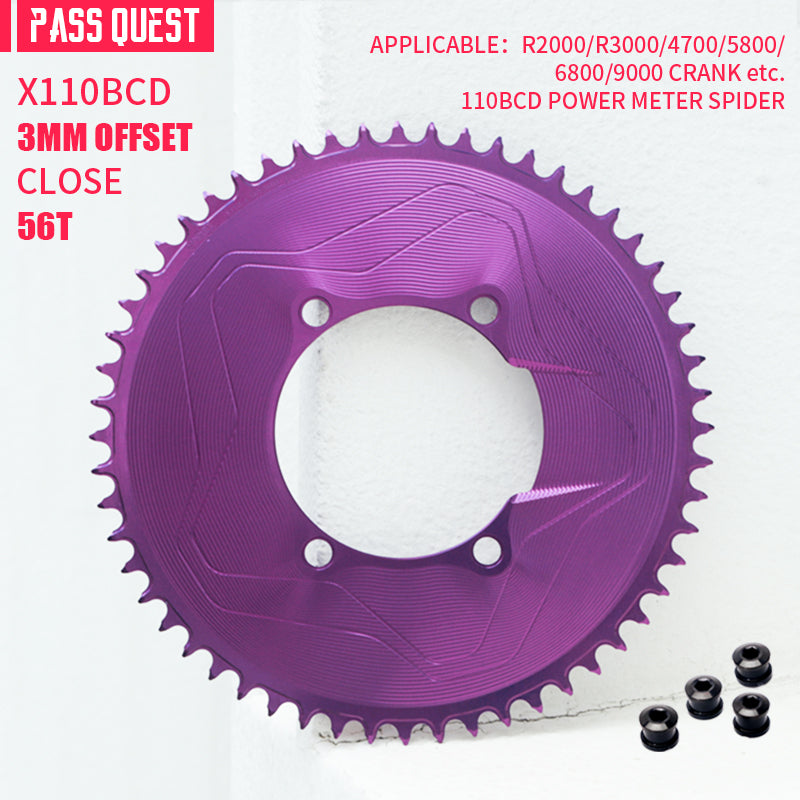 PASS QUEST SPRILL X110BCD 3mm offset (4-bolt AERO) Round Narrow Wide Chainring