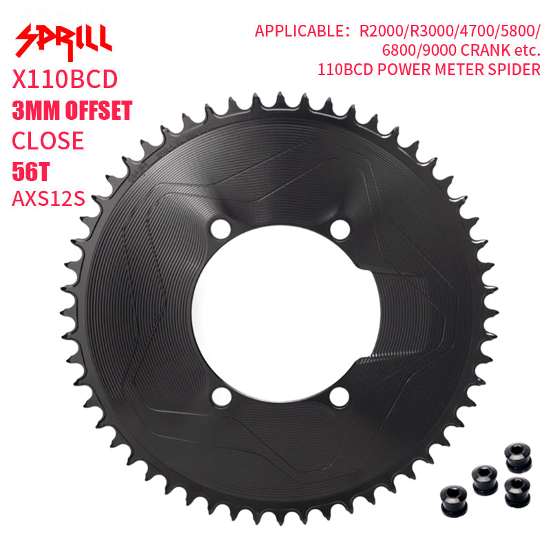 PASS QUEST SPRILL X110BCD 3mm offset AXS (4-bolt AERO) Round Narrow Wide Chainring