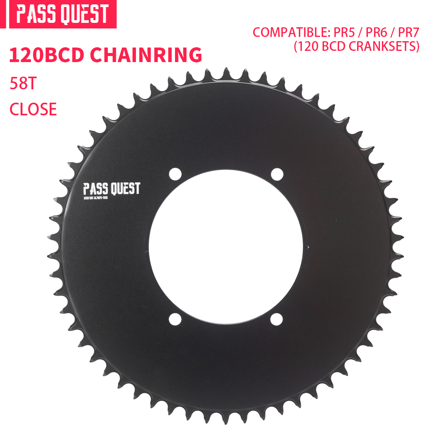 X120BCD (4-bolt AERO) for SENICX PR5 round narrow wide sprockets 38-58T