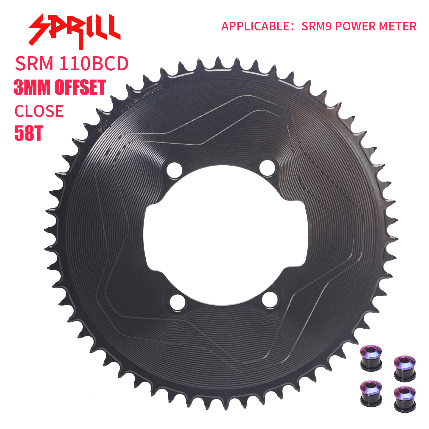 SRAM SRM7 SRM9 110BCD 3mm offset AERO Narrow Wide Chainring 46-58T