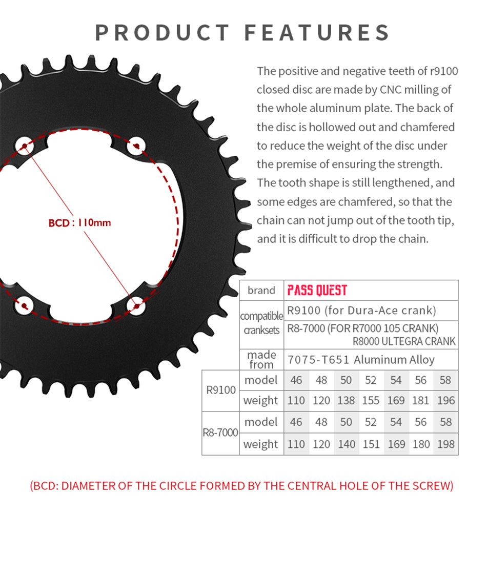 SHIMANO R8-7000 110BCD (4-bolt AERO) Oval Narrow Wide Chainring