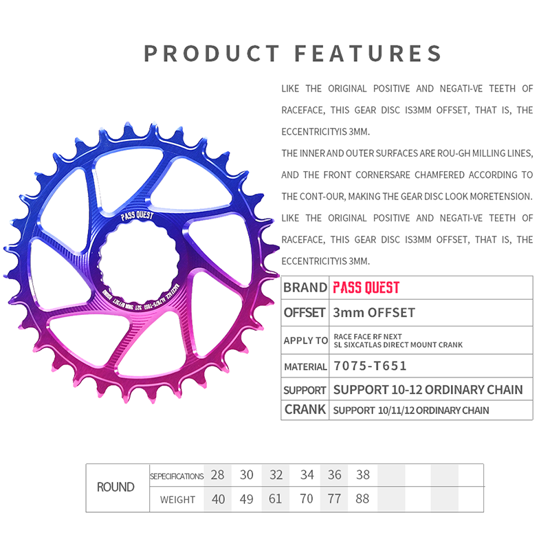 RACE FACE Boost (3mm offset) Round Narrow Wide Chainring