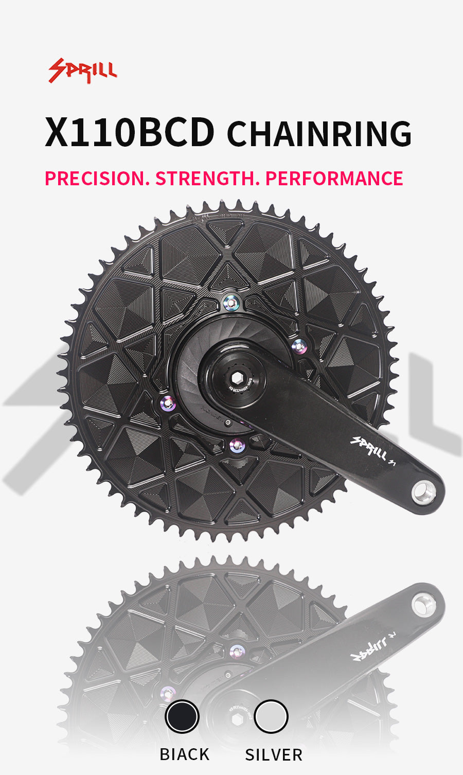 PASS QUEST X110BCD High strength AERO Texture Narrow Wide Chainring 54-66T