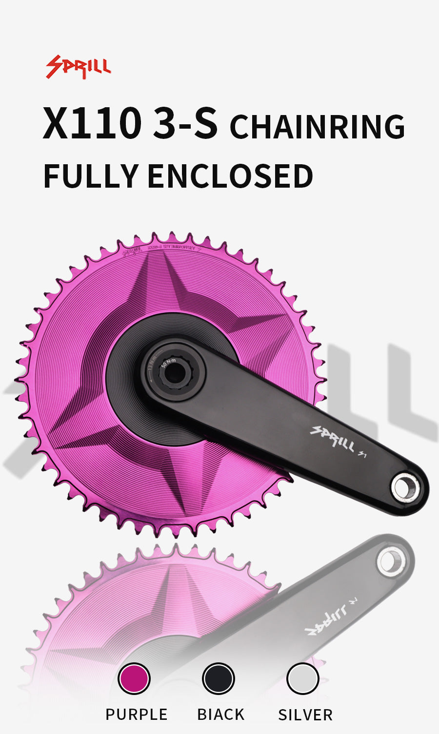 PASS QUEST SPRILL X110BCD-3S 3mm offset (4-bolt AERO) Round Narrow Wide Chainring