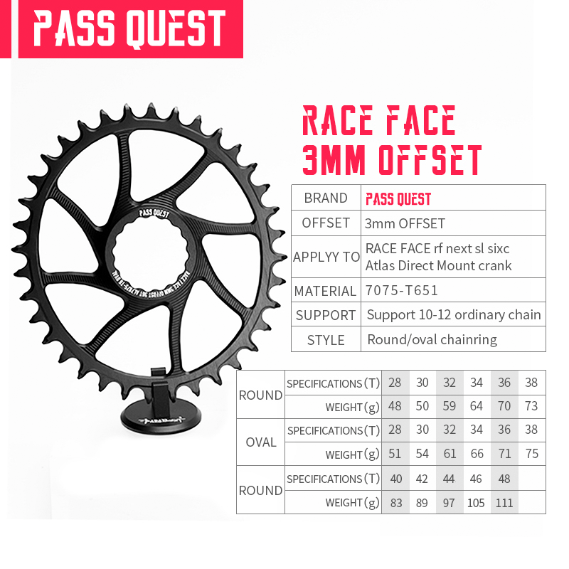 RACE FACE (3mm offset ) Oval Narrow Wide Chainring