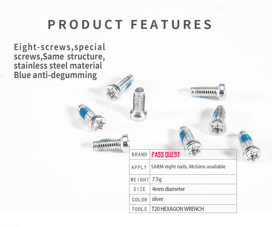 PASS QUEST SRAM 8 Screws Road Bike Force AXS RED Rival Crank QUARQ Power Meter Spider Patching Screws