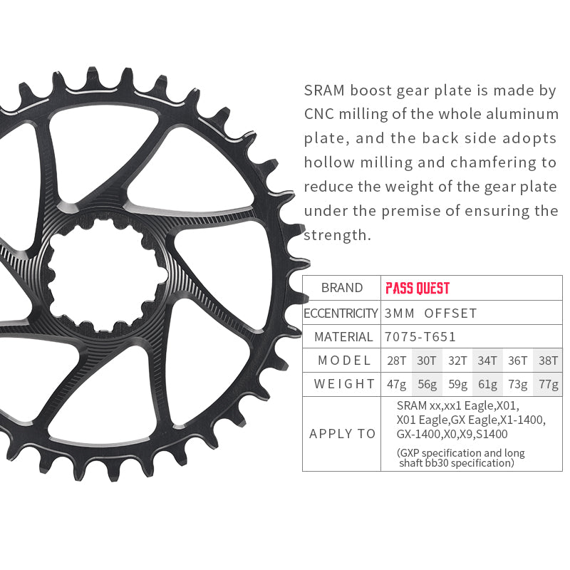 SRAM GXP/DUB BOOST (3mm offset) Round Narrow Wide Chainring