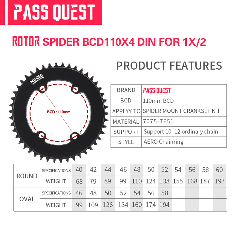 ROTOR-110BCD Round AERO Narrow Wide Chainring