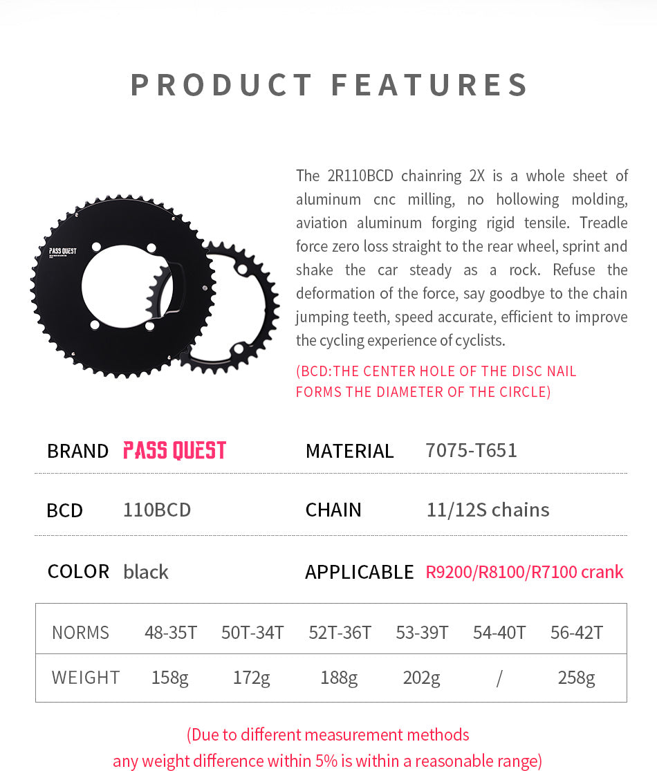 110BCD 2X R9200 R8100 R7100 Sprocket Crankshaft set Road bike Gravel bike 11-12S New