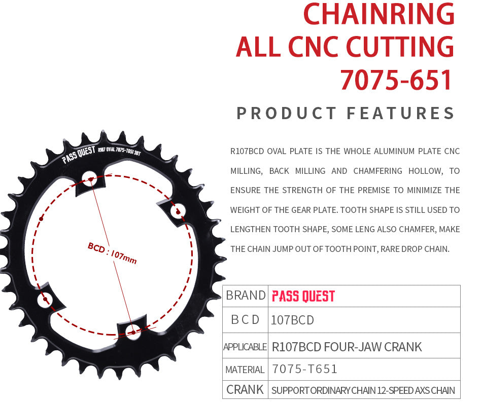 SRAM RIVAL 107BCD Round AERO Narrow Wide Chainring