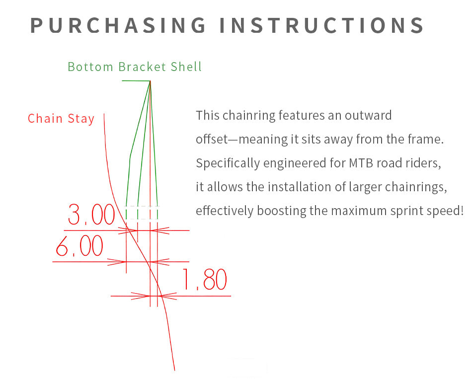 SRAM 3 Bolt (1.8mm offset outward) GRAVEL/ROAD Narrow Wide Chainring 42-48T