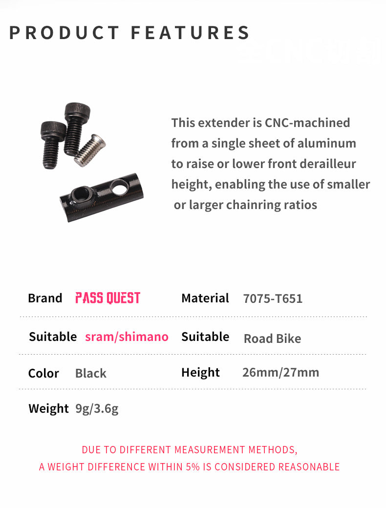 PASS QUEST Road Bike Front Derailleur Extender
