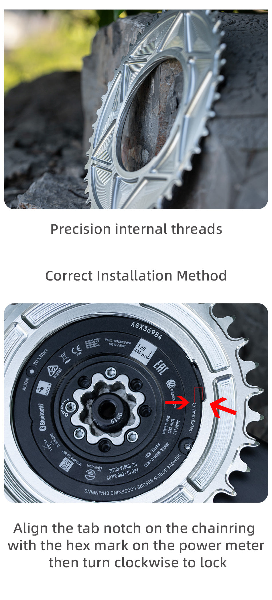 PASS QUEST Direct-Mount Threaded Chainring for SRAM XPLR AXS (12/13-Speed) – Narrow-Wide Profile (30-62T)