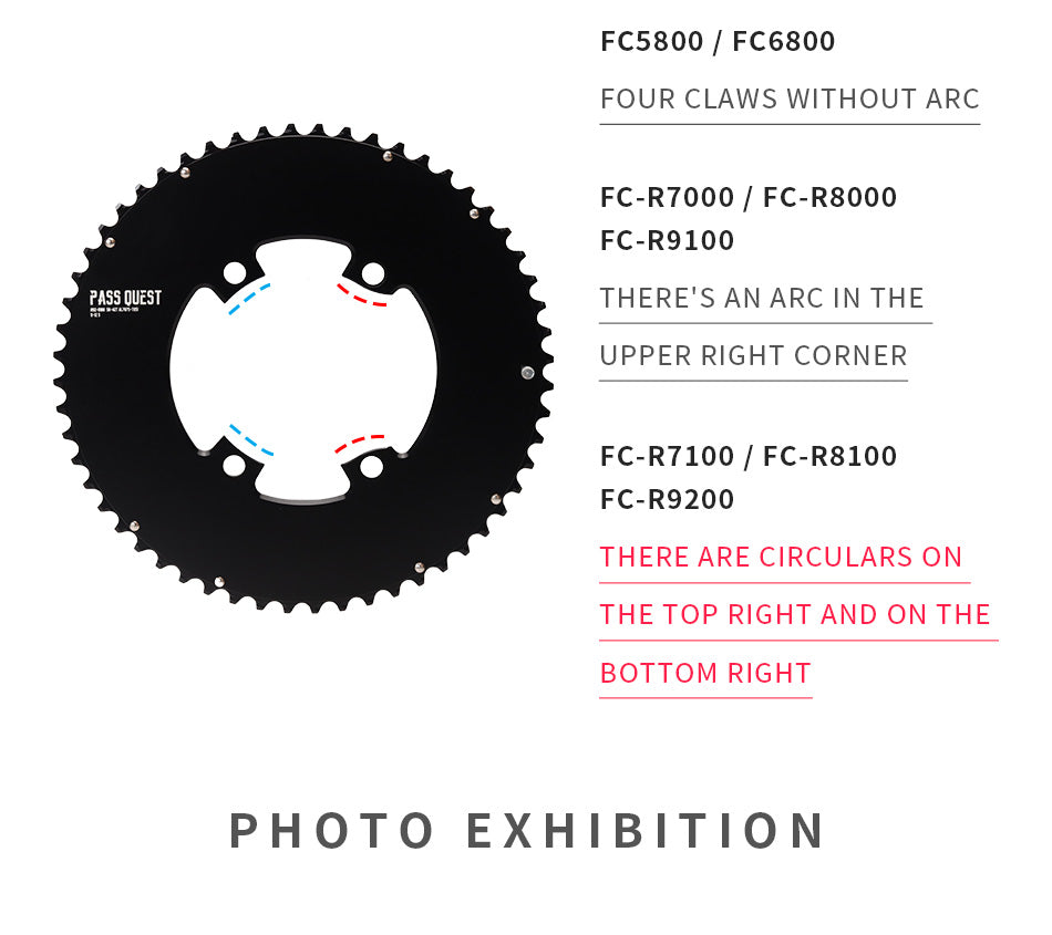 SHIMANO 110BCD R9200 R8100  (4-bolt AERO) Completely closed Round Narrow Wide Chainring