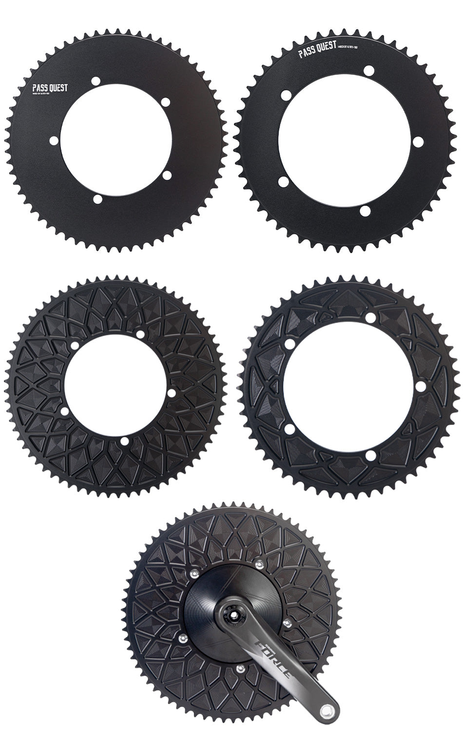 PASS QUEST 144 BCD 1/8" Fixie Single Speed BMX Track Chainring 42-70T