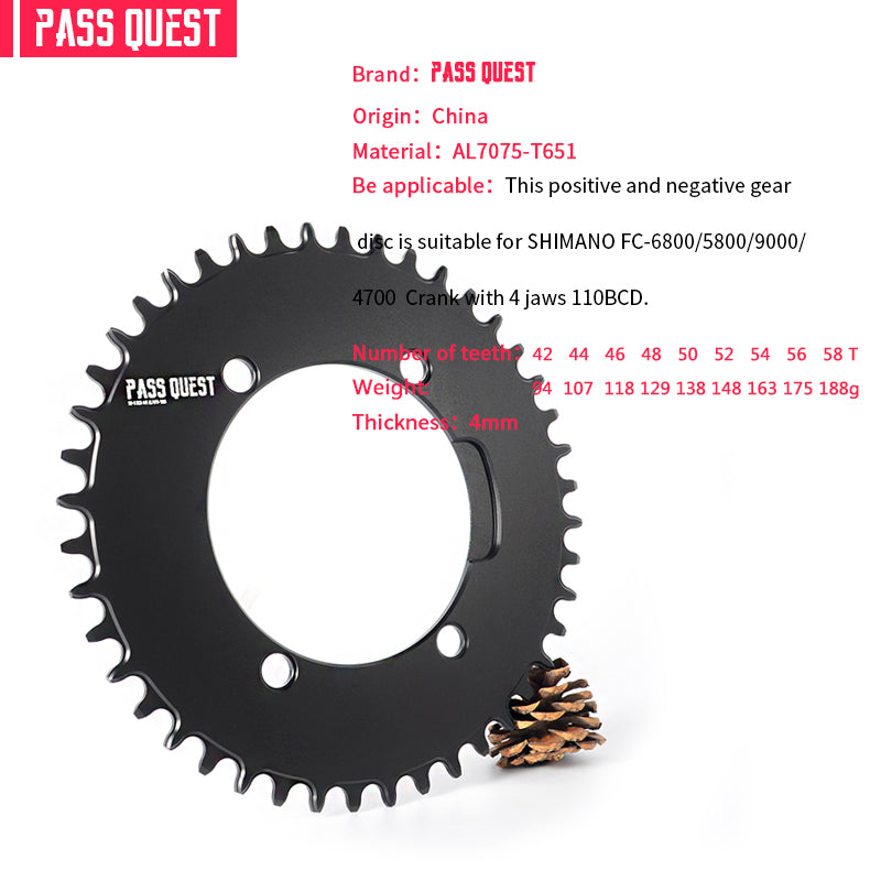 SHIMANO X110BCD (4-bolt AERO)  Round Narrow Wide Chainring