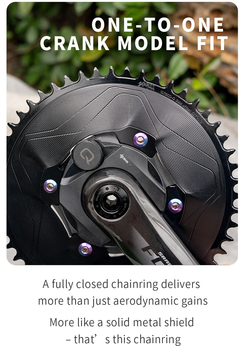 PASS QUEST SPRILL F107BCD 3mm offset AXS (4-bolt AERO) Round Narrow Wide Chainring