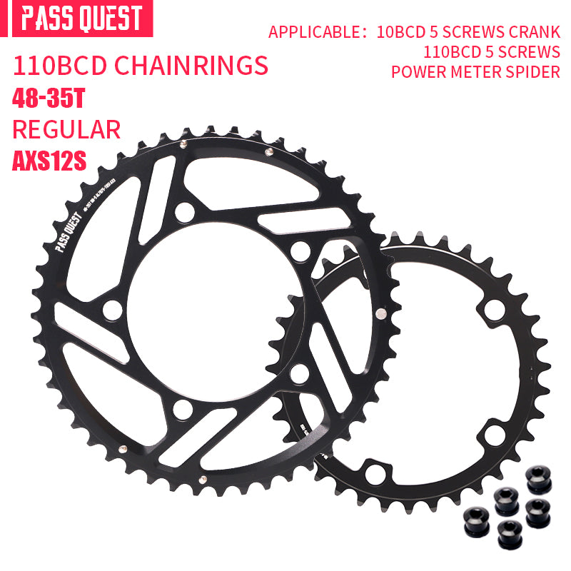 PASS QUEST 2X 110BCD (5-bolt HOLLOW) AXS Sprocket Round Road Bike Foldable Bicycle 12 speed Gravel bik