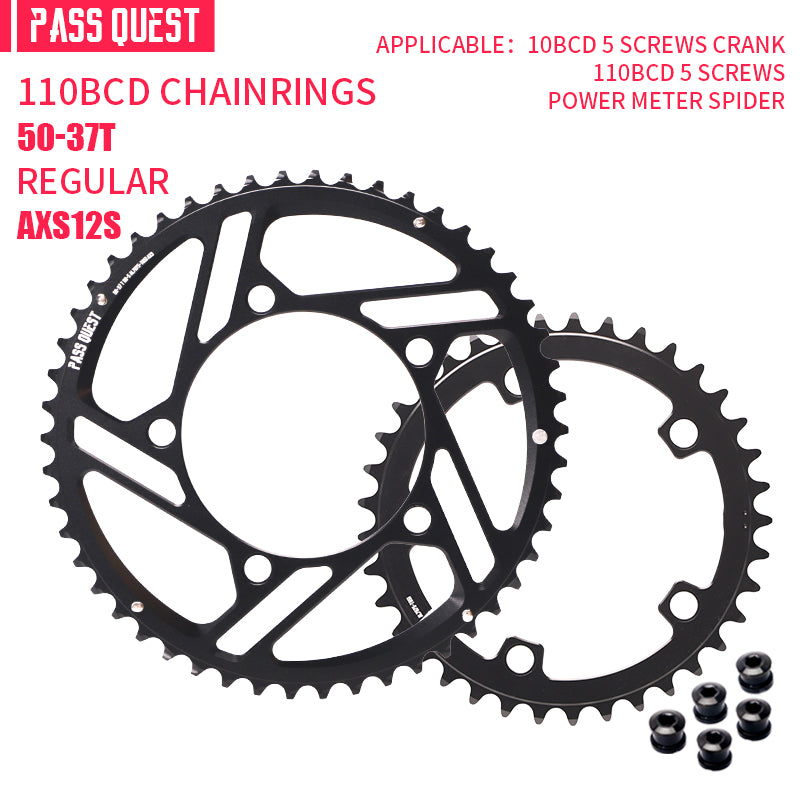 PASS QUEST 2X 110BCD (5-bolt HOLLOW) AXS Sprocket Round Road Bike Foldable Bicycle 12 speed Gravel bik