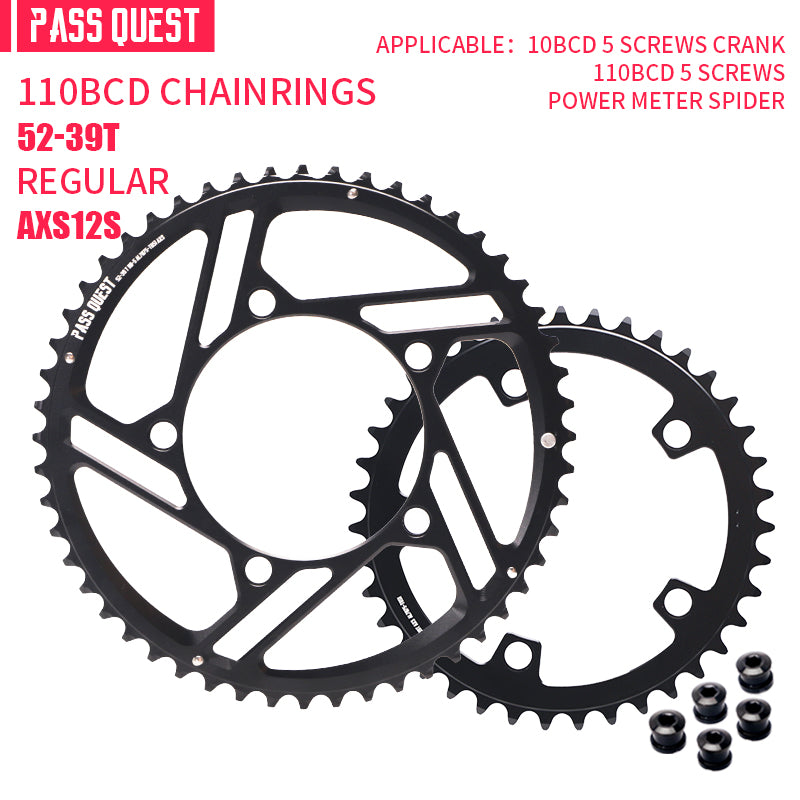 PASS QUEST 2X 110BCD (5-bolt HOLLOW) AXS Sprocket Round Road Bike Foldable Bicycle 12 speed Gravel bik
