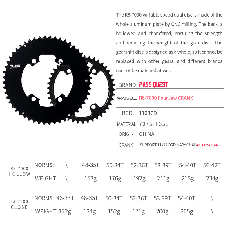 SHIMANO R110BCD 2X R800 R7000 Sprocket AERO Round Road bike Gravel bike 12S