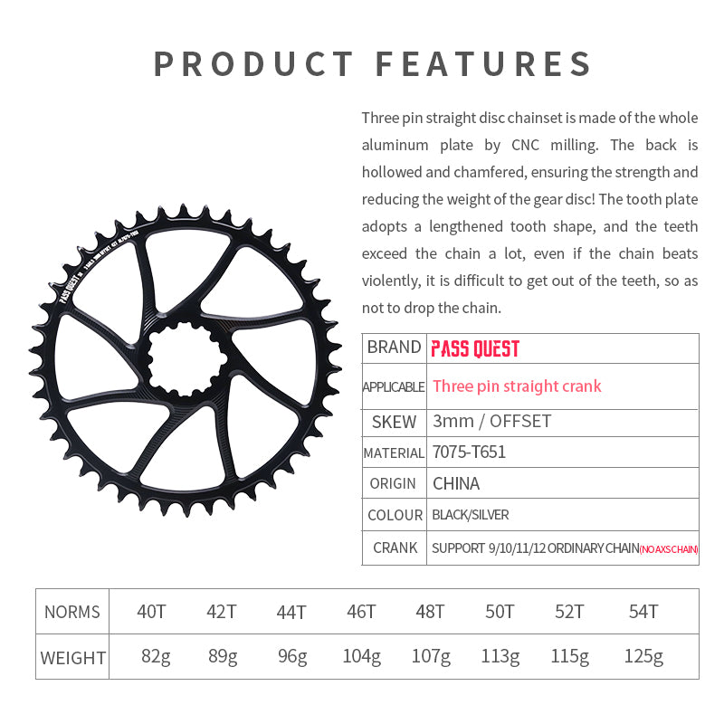 SRAM GXP/DUB ( 3mm offset) MOUNTAIN/GRAVEL/ROAD Narrow Wide Chainring