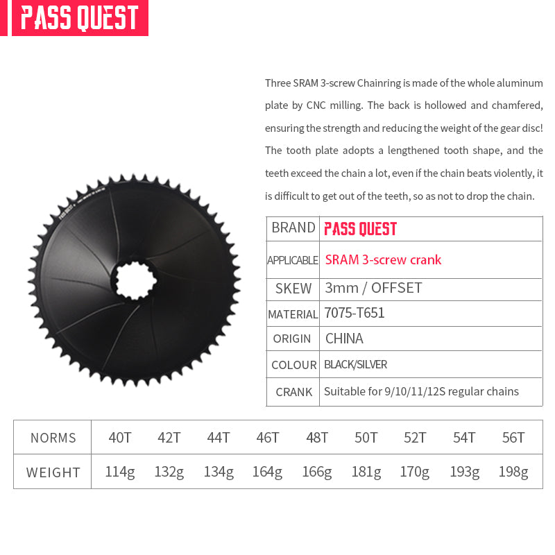 SRAM GXP/DUB ( 3mm offset) GRAVEL/ROAD Narrow Wide Chainring 36-56T /AXS