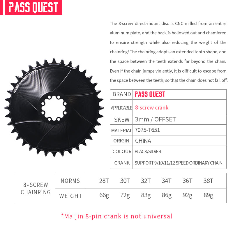 SRAM FORCE 8Nails ( 3mm offset) AERO Mountain XX SL Narrow Wide Chainring 28-38T